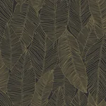 Brewster Home Fashions Canales Black Gold Inked Leaves Wallpaper - SKU DD139126