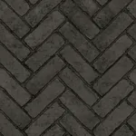 Brewster Home Fashions Canelle Black Brick Herringbone Wallpaper - SKU 4134-72533