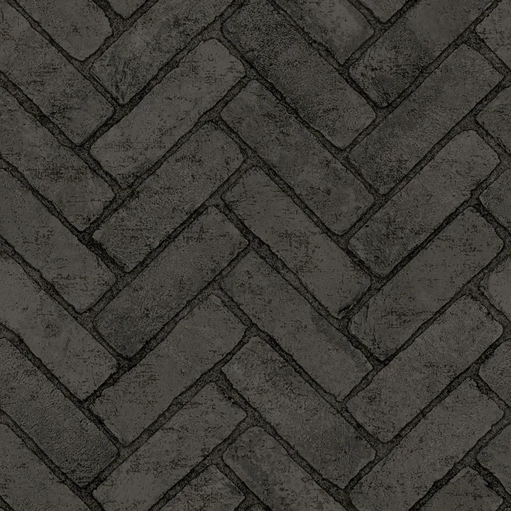 Brewster Home Fashions Canelle Black Brick Herringbone Wallpaper - SKU 4134-72533