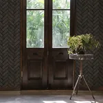 Brewster Home Fashions Canelle Black Brick Herringbone Wallpaper - SKU 4134-72533