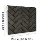Brewster Home Fashions Canelle Black Brick Herringbone Wallpaper - SKU 4134-72533