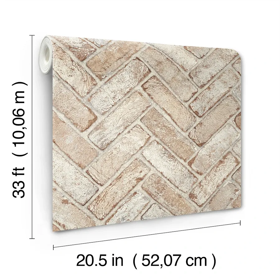 Brewster Home Fashions Canelle Rust Brick Herringbone Wallpaper - SKU 4134-72530