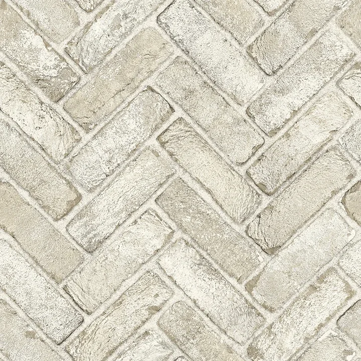 4134-72534 | Canelle Taupe Brick Herringbone Wallpaper