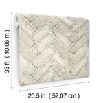 Brewster Home Fashions Canelle Taupe Brick Herringbone Wallpaper - SKU 4134-72534