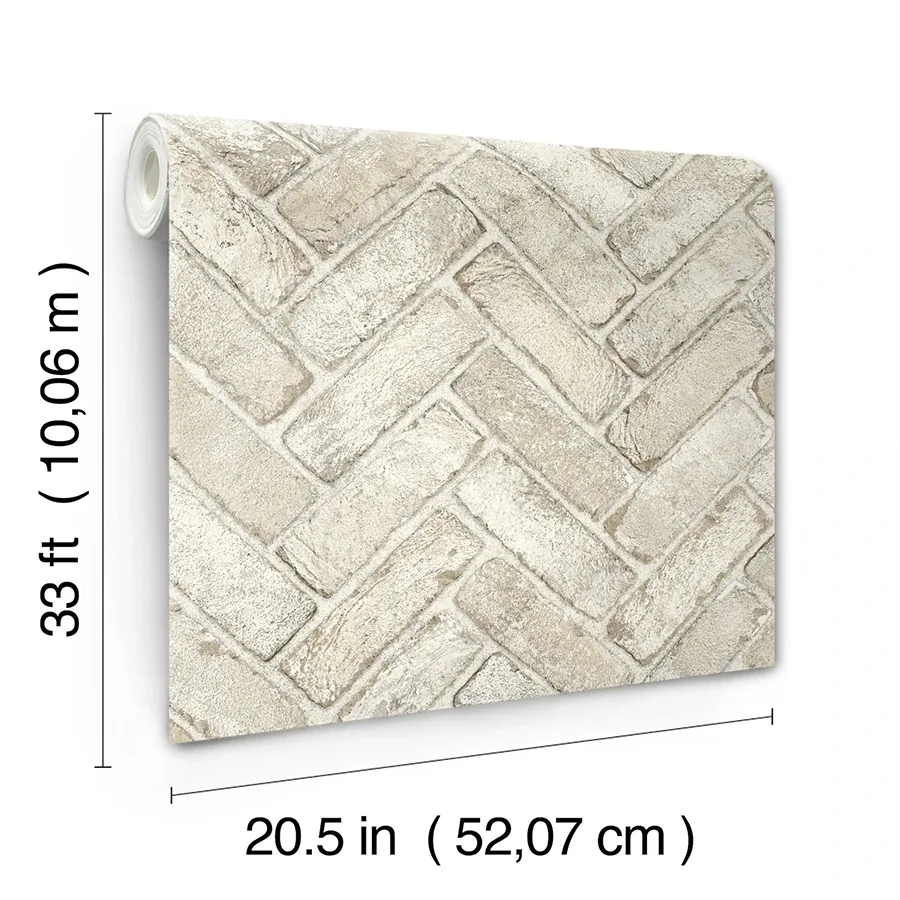 Brewster Home Fashions Canelle Taupe Brick Herringbone Wallpaper - SKU 4134-72534
