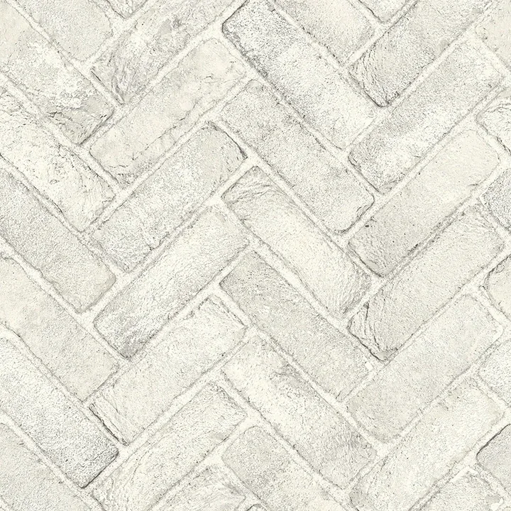 4134-72532 | Canelle White Brick Herringbone Wallpaper