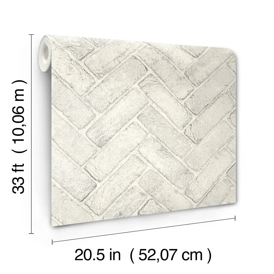 Brewster Home Fashions Canelle White Brick Herringbone Wallpaper - SKU 4134-72532