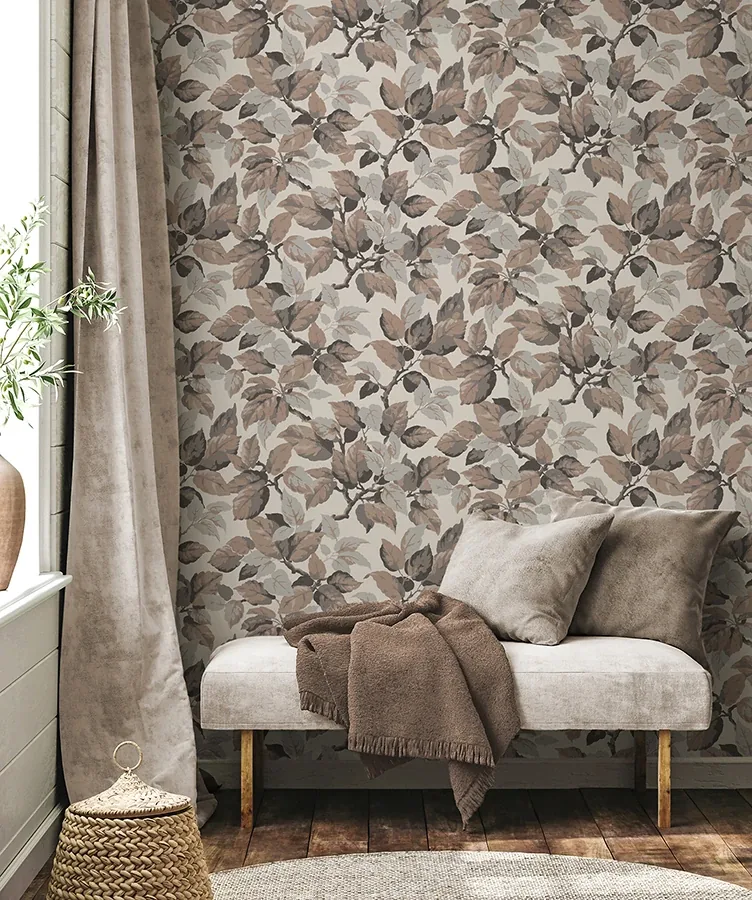 Brewster Home Fashions Canopy Beige Leaf Wallpaper - SKU 4164-M1806
