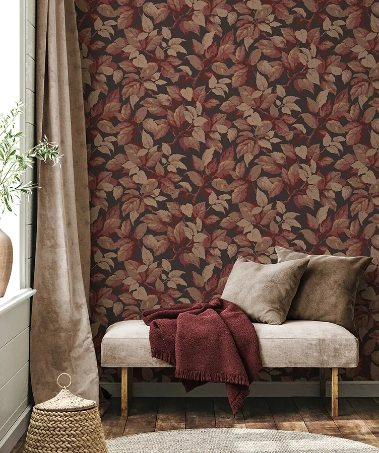 Brewster Home Fashions Canopy Burgundy Leaf Wallpaper | Wallpaper Twins Brewster Home Fashions Canopy Burgundy Leaf Wallpaper - SKU 4164-M1805