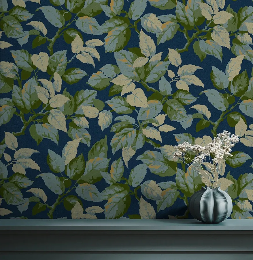 Brewster Home Fashions Canopy Navy Leaf Wallpaper | Wallpaper Twins Brewster Home Fashions Canopy Navy Leaf Wallpaper - SKU 4164-M1807