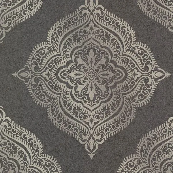 Brewster Home Fashions Capella Charcoal Medallion Wallpaper - SKU 2665-21406