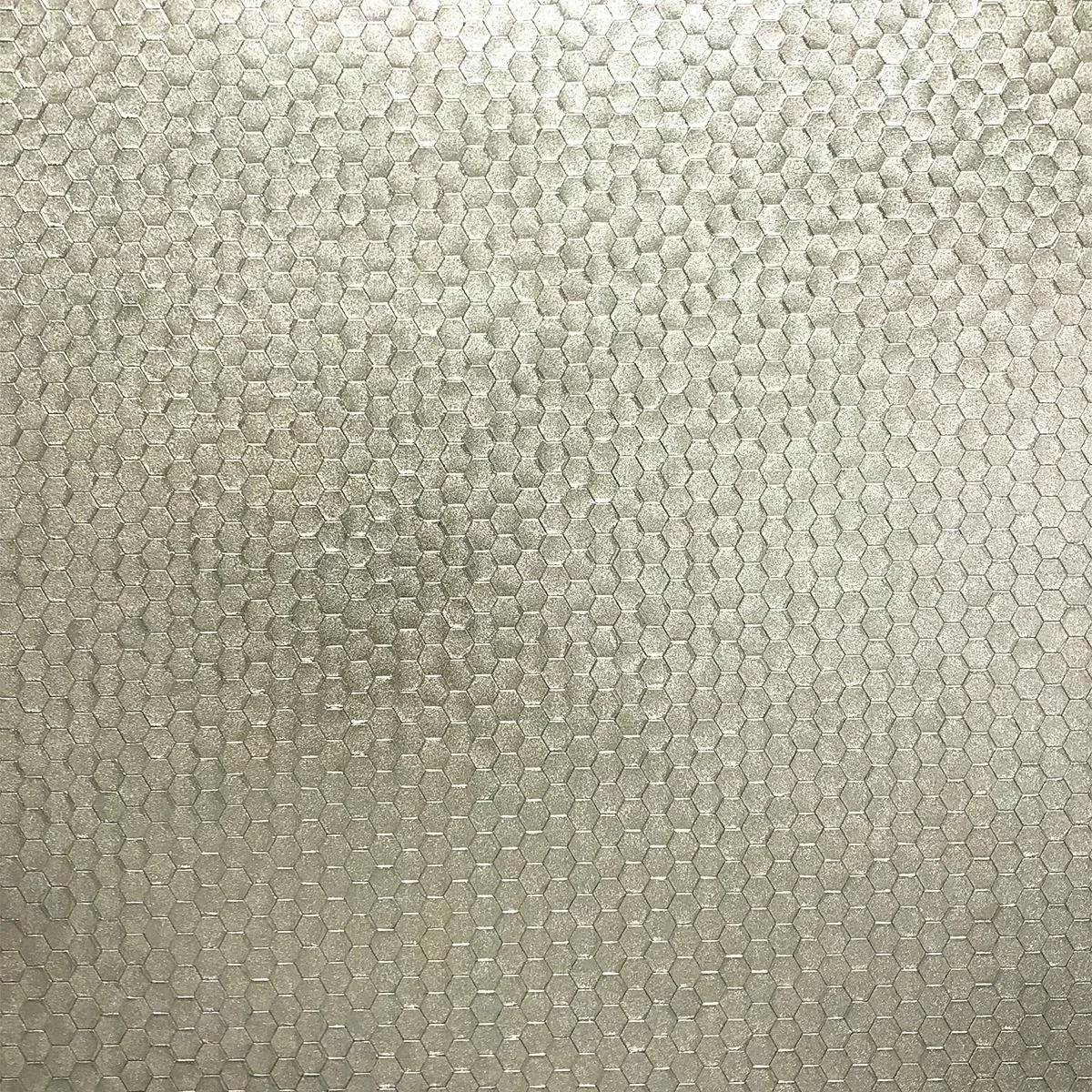 2927-42486 | Carbon Platinum Honeycomb Geometric Wallpaper