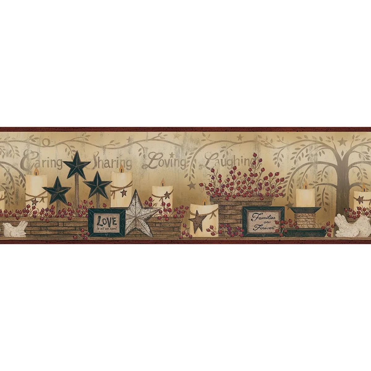 Brewster Home Fashions Caring Candles Red Country Wallpaper - SKU 3123-2281