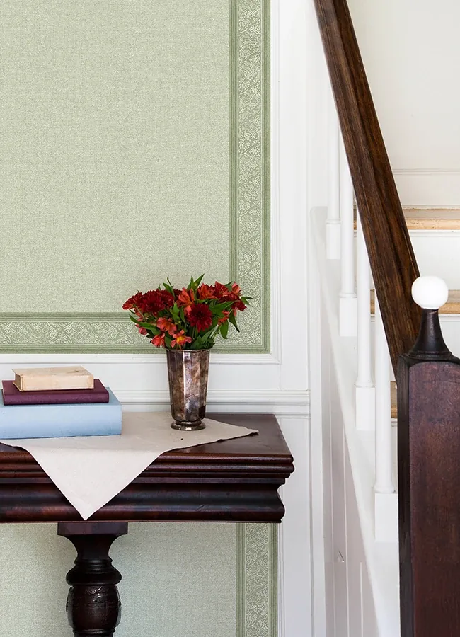 Brewster Home Fashions Carved Floral Green Trim Wall Border | Wallpaper Twins Brewster Home Fashions Carved Floral Green Trim Wall Border - SKU 4148-14501