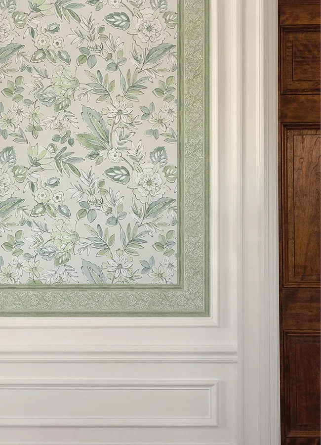 Brewster Home Fashions Carved Floral Green Trim Wall Border | Wallpaper Twins Brewster Home Fashions Carved Floral Green Trim Wall Border - SKU 4148-14501