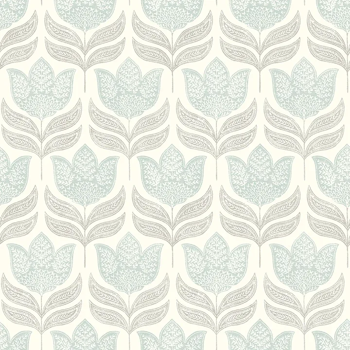 Brewster Home Fashions Cathal Aqua Tulip Block Print Wallpaper - SKU 3125-72344