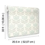 Brewster Home Fashions Cathal Aqua Tulip Block Print Wallpaper | Wallpaper Twins Brewster Home Fashions Cathal Aqua Tulip Block Print Wallpaper - SKU 3125-72344