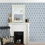 Brewster Home Fashions Cathal Blue Tulip Block Print Wallpaper | Wallpaper Twins Brewster Home Fashions Cathal Blue Tulip Block Print Wallpaper - SKU 3125-72345