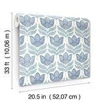 Brewster Home Fashions Cathal Blue Tulip Block Print Wallpaper | Wallpaper Twins Brewster Home Fashions Cathal Blue Tulip Block Print Wallpaper - SKU 3125-72345