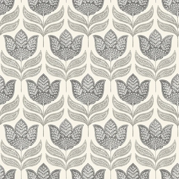 3125-72343 | Cathal Charcoal Tulip Block Print Wallpaper