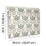 Brewster Home Fashions Cathal Charcoal Tulip Block Print Wallpaper - SKU 3125-72343