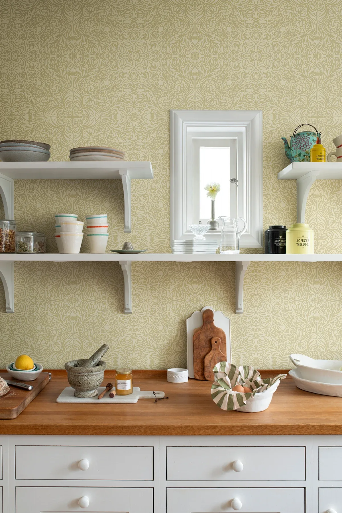Brewster Home Fashions Ceiling Yellow Intricate Floral Wallpaper - SKU 4171-82070