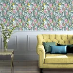 Brewster Home Fashions Celia Multicolor Tropical Birds Wallpaper | Wallpaper Twins Brewster Home Fashions Celia Multicolor Tropical Birds Wallpaper - SKU AH297905