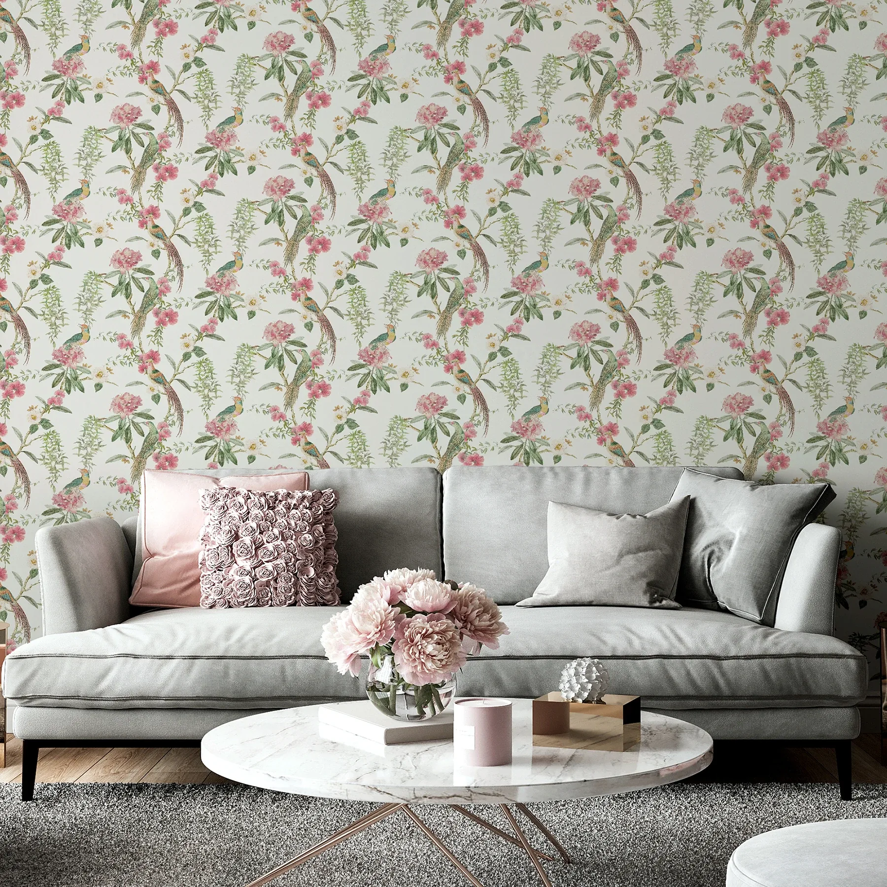 Brewster Home Fashions Celine Pink Courtyard Garden Wallpaper | Wallpaper Twins Brewster Home Fashions Celine Pink Courtyard Garden Wallpaper - SKU AH924907