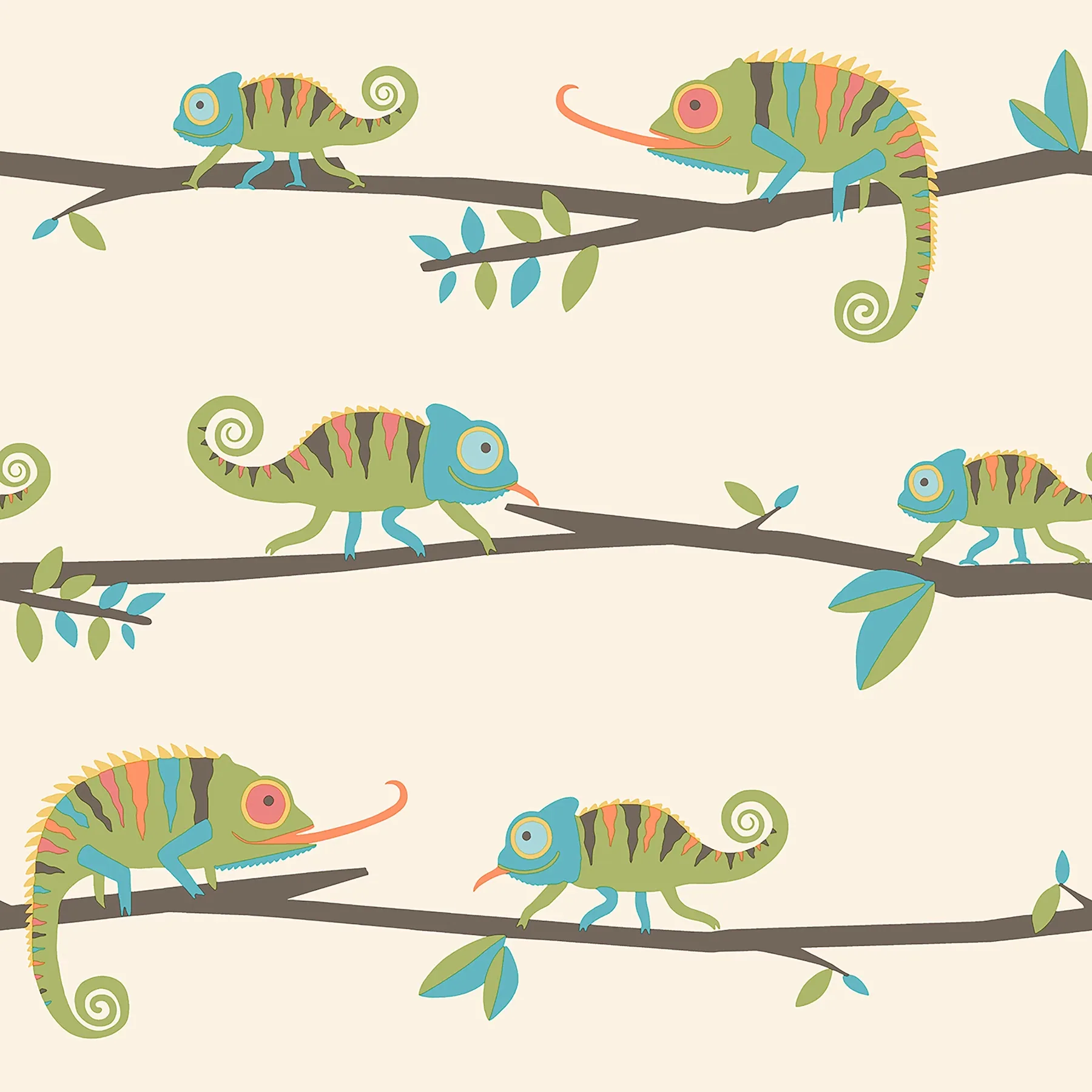 Brewster Home Fashions Chameleon Family Green Canopy Stroll Wallpaper - SKU 4203-27559