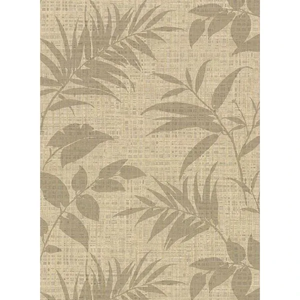 2921-50806 | Chandler Khaki Botanical Faux Grasscloth Wallpaper