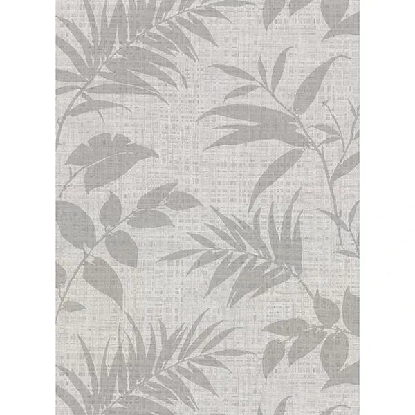 2921-50800 | Chandler Light Grey Botanical Faux Grasscloth Wallpaper
