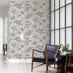 Brewster Home Fashions Chandler Light Grey Botanical Faux Grasscloth Wallpaper | Wallpaper Twins Brewster Home Fashions Chandler Light Grey Botanical Faux Grasscloth Wallpaper - SKU 2921-50800