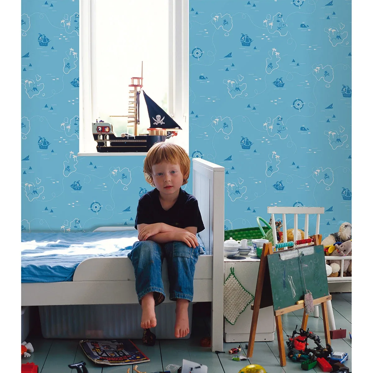 Brewster Home Fashions Charlie Blue Treasure Map Wallpaper - SKU FD40278