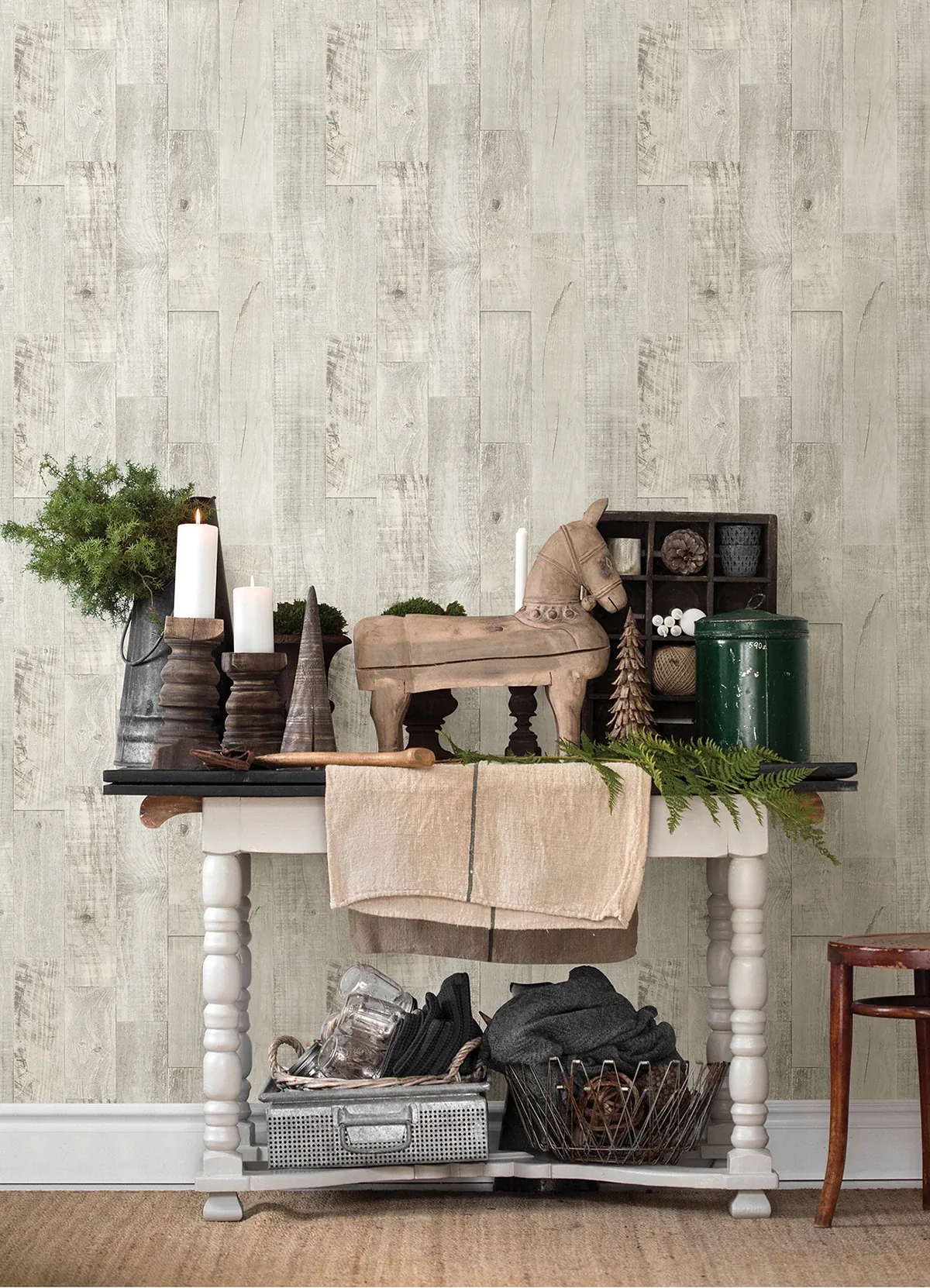 Brewster Home Fashions Chebacco Grey Wood Planks Wallpaper - SKU 3124-12694
