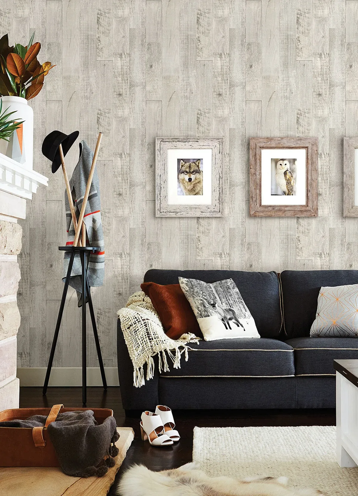 Brewster Home Fashions Chebacco Grey Wood Planks Wallpaper - SKU 3124-12694