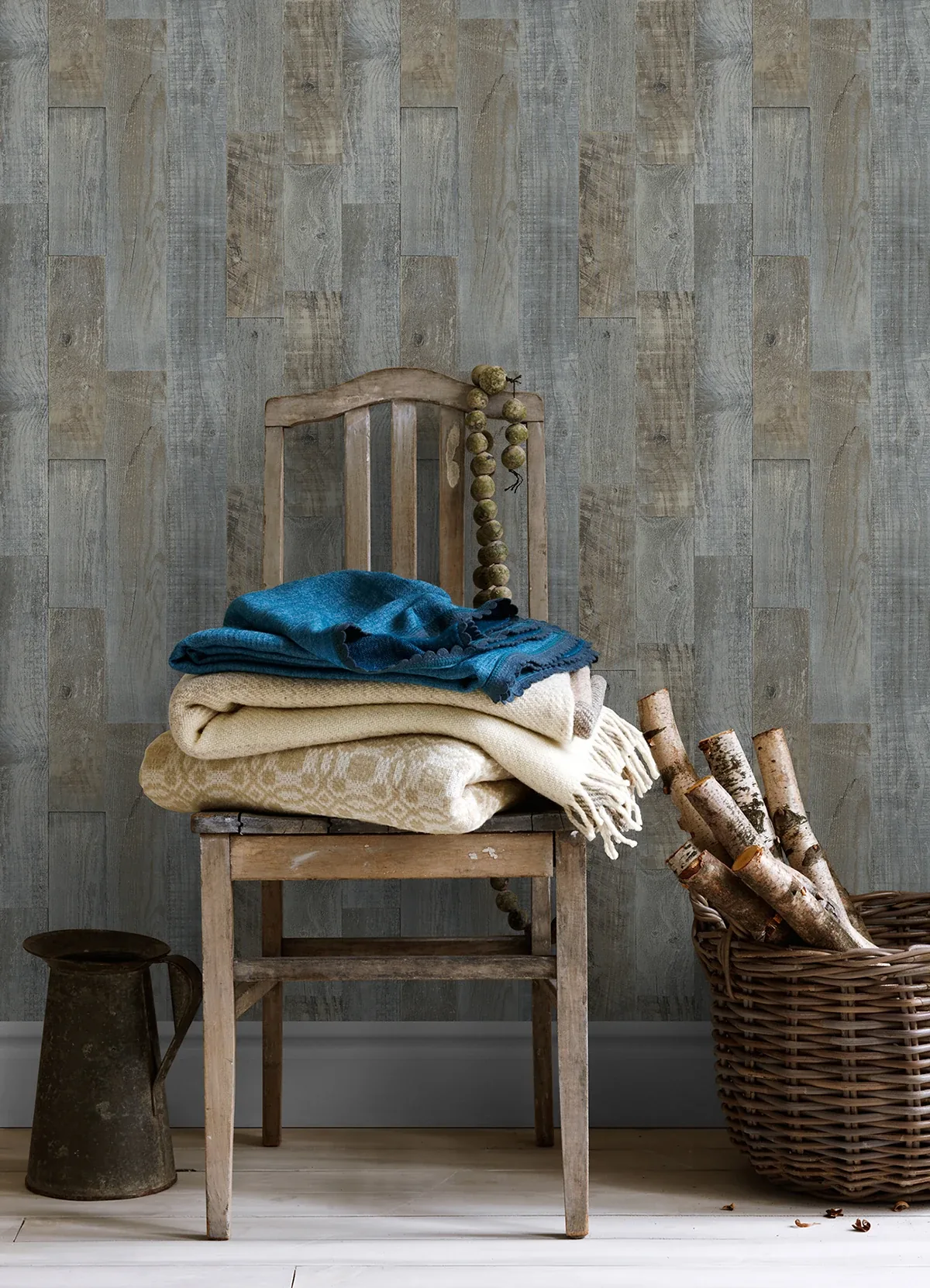 Brewster Home Fashions Chebacco Slate Wood Planks Wallpaper - SKU 3124-12691