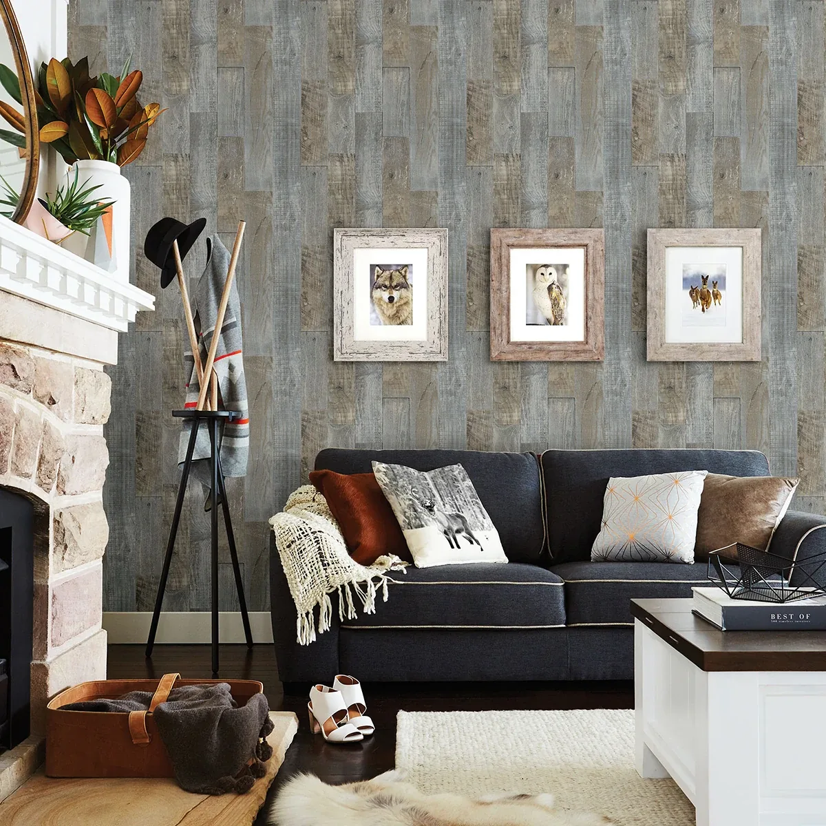 Brewster Home Fashions Chebacco Slate Wooden Planks Wallpaper - SKU 3123-12691
