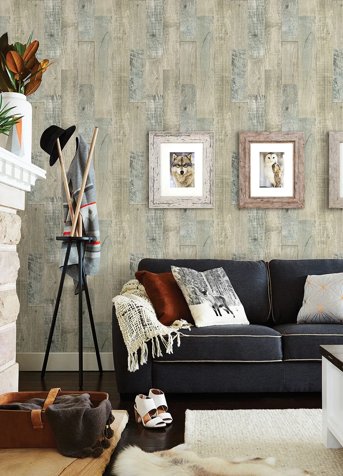 Brewster Home Fashions Chebacco Taupe Wood Planks Wallpaper - SKU 3124-12692
