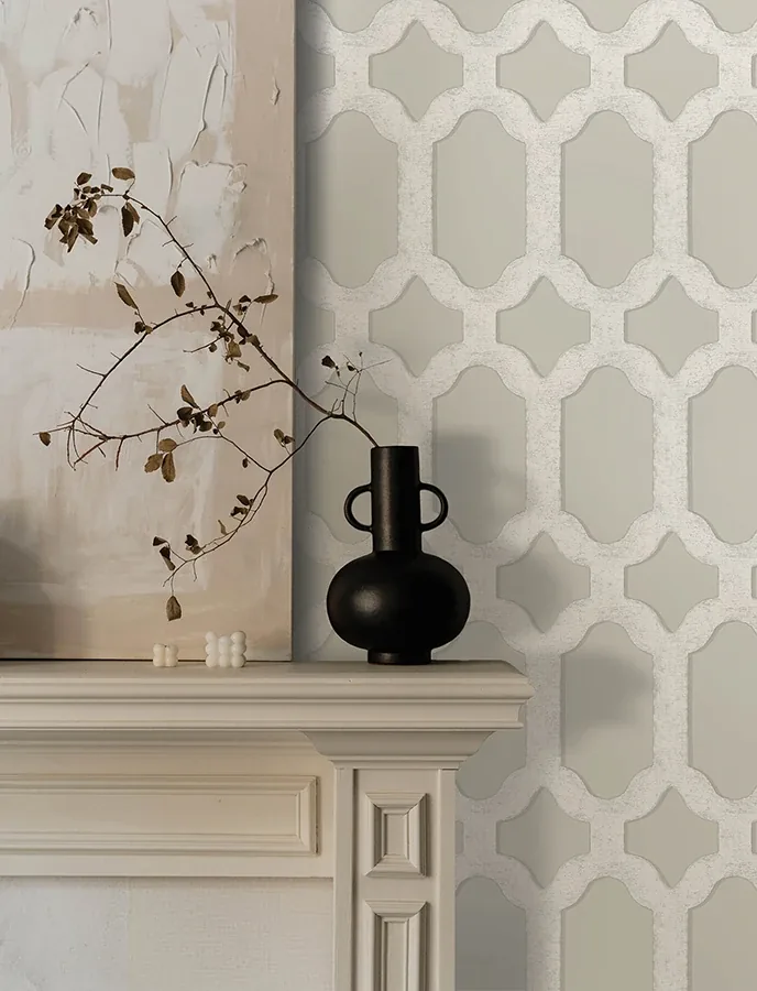 Brewster Home Fashions Chervil Light Grey Trellis Wallpaper - SKU 4134-72544