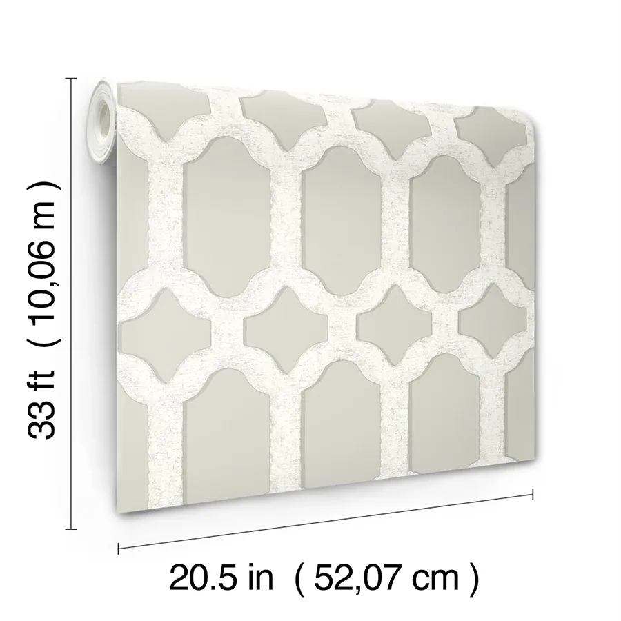 Brewster Home Fashions Chervil Light Grey Trellis Wallpaper - SKU 4134-72544
