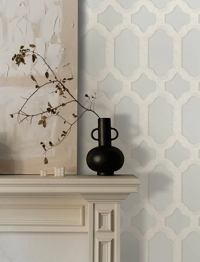 Brewster Home Fashions Chervil Sky Blue Trellis Wallpaper - SKU 4134-72543