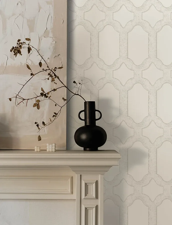Brewster Home Fashions Chervil White Trellis Wallpaper - SKU 4134-72542