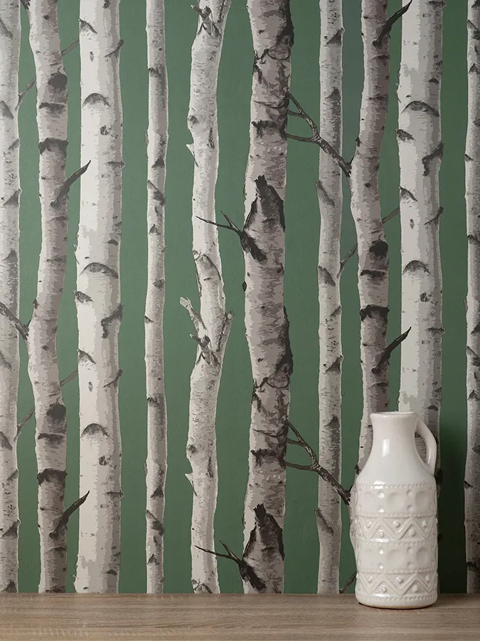 Brewster Home Fashions Chester Dark Green Birch Trees Wallpaper - SKU FD43292