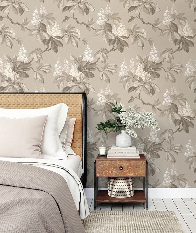 Brewster Home Fashions Chestnut Beige Floral Wallpaper - SKU 4164-M1820