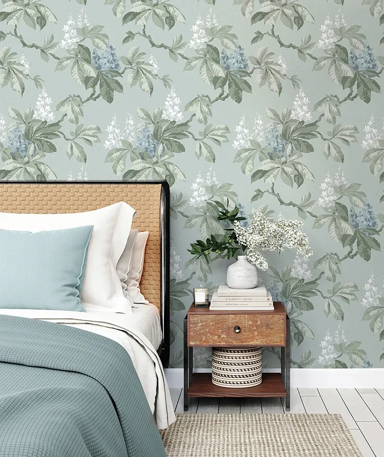 Brewster Home Fashions Chestnut Blue Floral Wallpaper - SKU 4164-M1819