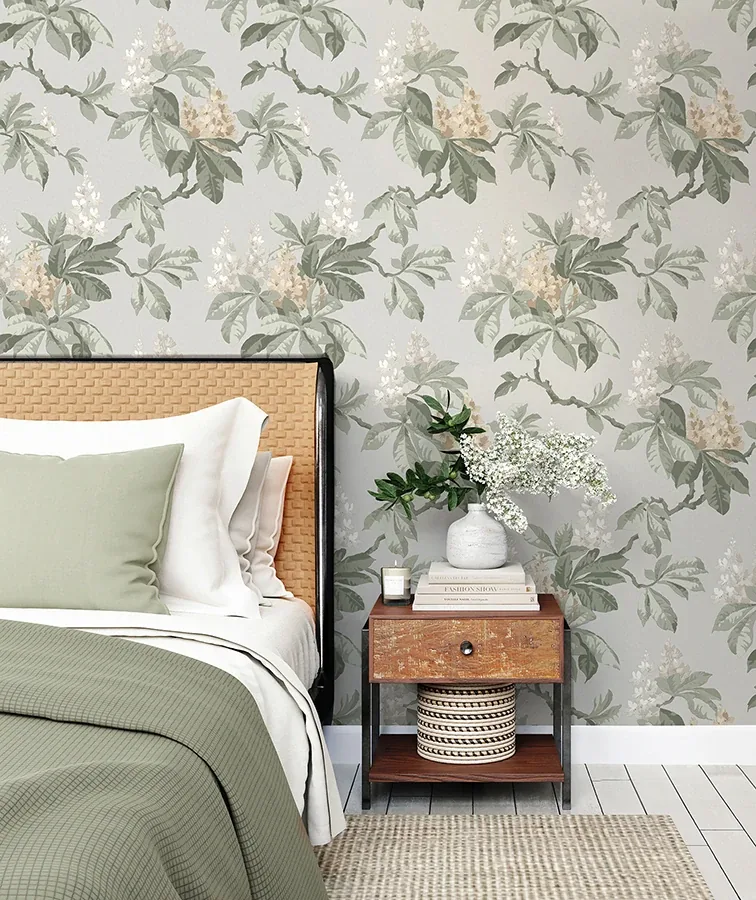 Brewster Home Fashions Chestnut Grey Floral Wallpaper - SKU 4164-M1821