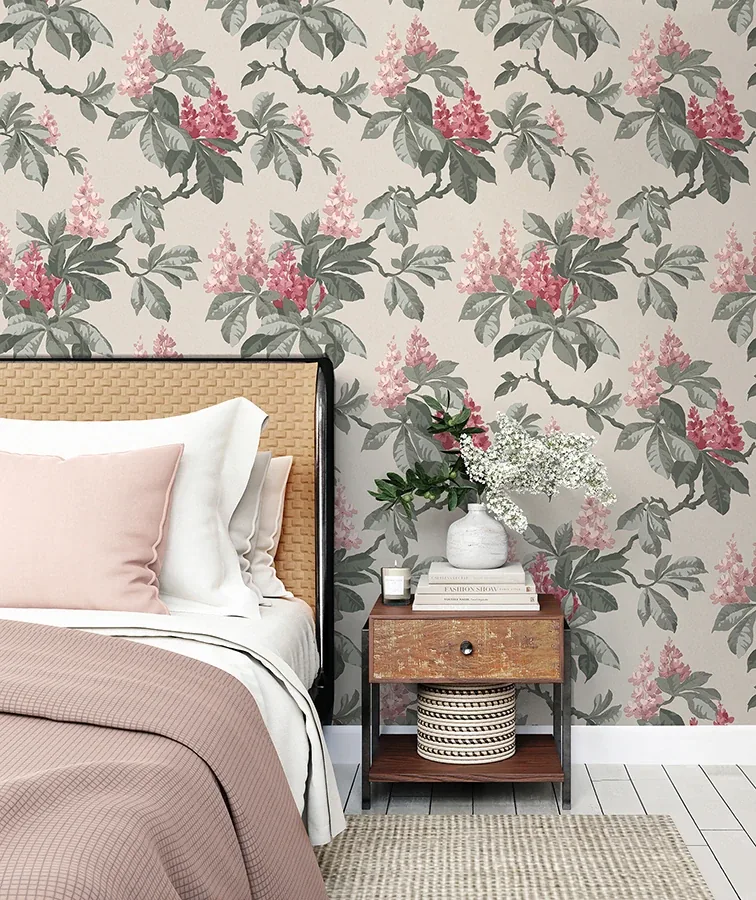 Brewster Home Fashions Chestnut Pink Floral Wallpaper - SKU 4164-M1822