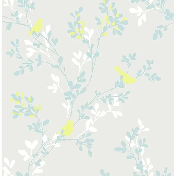 Brewster Home Fashions Chirp Grey Birds & Trees Wallpaper - SKU 2704-22680