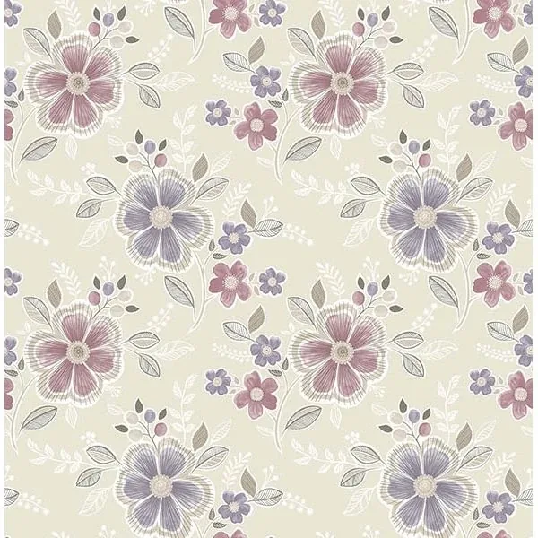 2704-22203 | Chloe Purple Floral Wallpaper