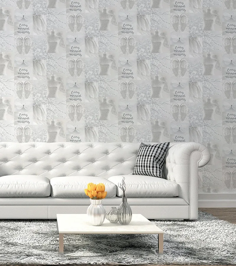Brewster Home Fashions Chou Light Grey Inspirational Wallpaper - SKU AH692800